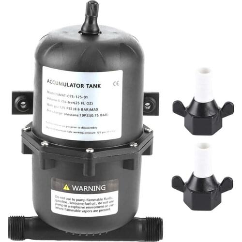 Boat Water Accumulator Tank Marine RV Accumulator Pressure Tank Water Pump Control 0.75L 125PSI Waterproof for Marine RV Boat