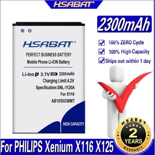HSABAT 2300mAh AB1050GWMT AB1050FWMX Battery for PHILIPS Xenium X116 X125 X126 X128 E103 E106 E255