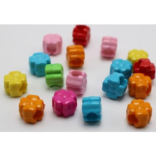 100 Mixed Color Acrylic Flower Beads 10mm for Kids Kandi Craft