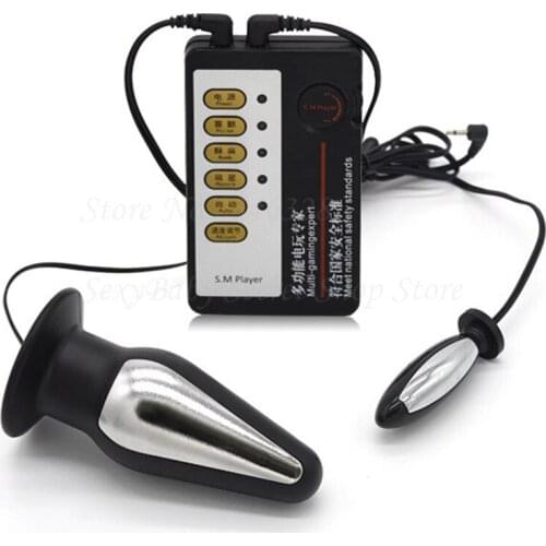 New Double Anal Plug Kit Vaginal Plug Butt Plug Electric Shock Stimulator Vibrators Sex Toys For Men Woman