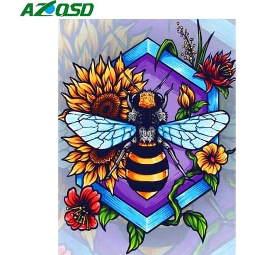 AZQSD Bee Diamond Art Painting Kits Animal Unique Gift For Child Diamond Embroidery Sunflower Mosaic Cross Stitch Kits Art