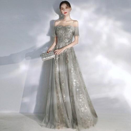 Noble Banquet Evening Dress 2021 New Elegant Temperament Ladies Long Host Dress Skirt Women Wedding Bridesmaid Prom Dress A068