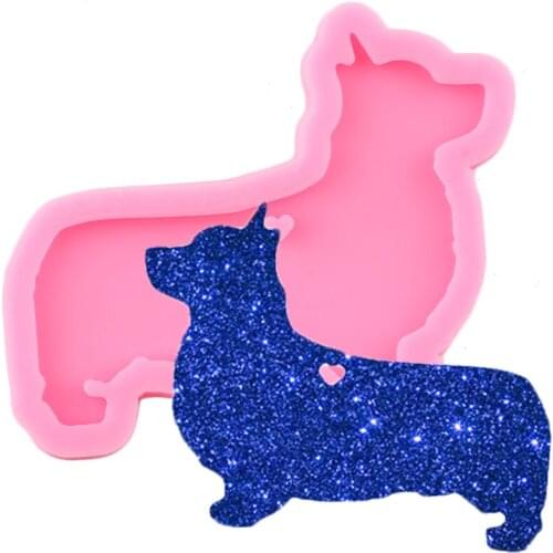 Shiny Dog Shape Silicone Mold Craft Keychain Epoxy Resin Molds Necklace Jewelry Making Mould Chocolate Candy Fondant Moulds