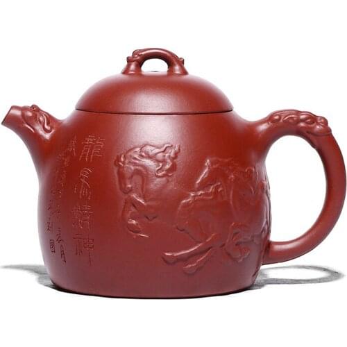 Dahongpao Relief Dragon Horse Spirit Qin Quan Pot Zisha Teapot Yixing Handmade Kung-fu Teawarepurple Clay Drinkware Puer