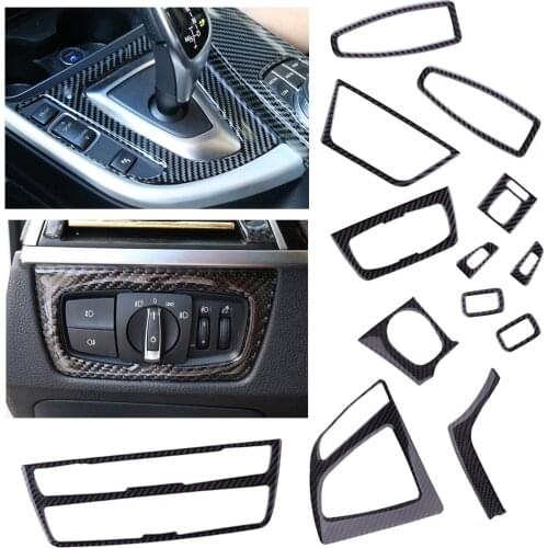 CITALL 13Pcs Interior Trim Decor Cover Styling Fit for BMW 3 4 Series F30 F31 F32 F33 F34 Carbon Fiber Car Styling