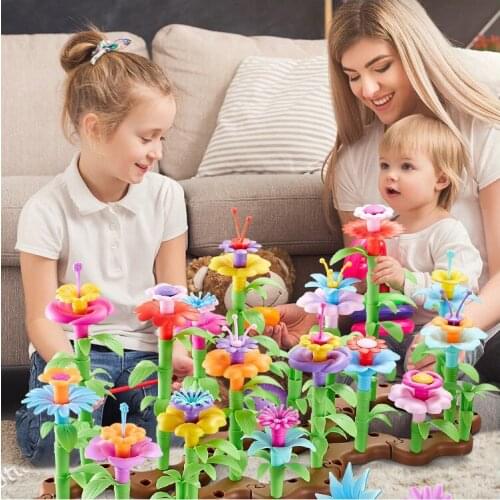 148pcs Childrens Simulation Flower Arrangement Interactive Educational Toy DIY 3D Small Garden toys for children