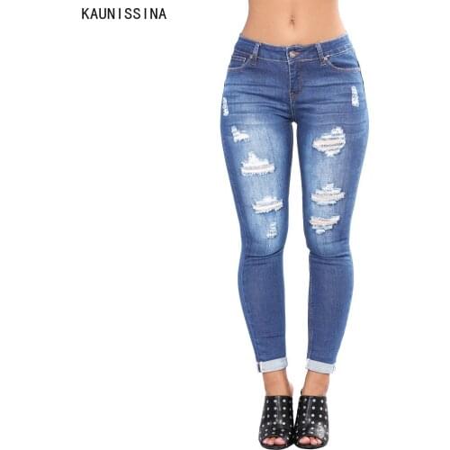 KAUNISSINA Womens Ripped Jeans