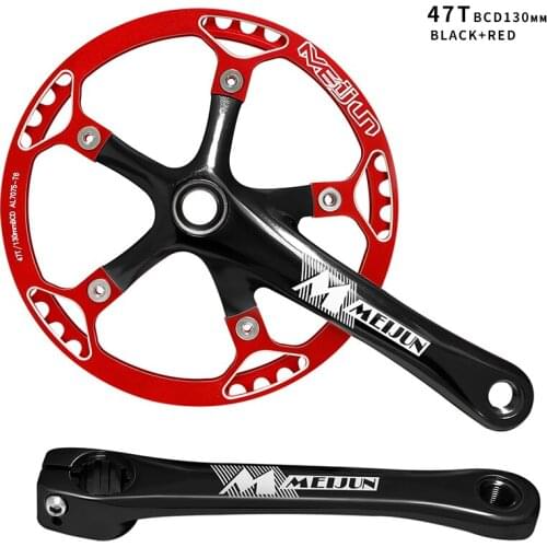 MEIJUN Bicycle Single Speed Hollow Integration Crankset 45T 47T 53T Chainring Aluminium Alloy Bike Crank Crankarm Bike Parts