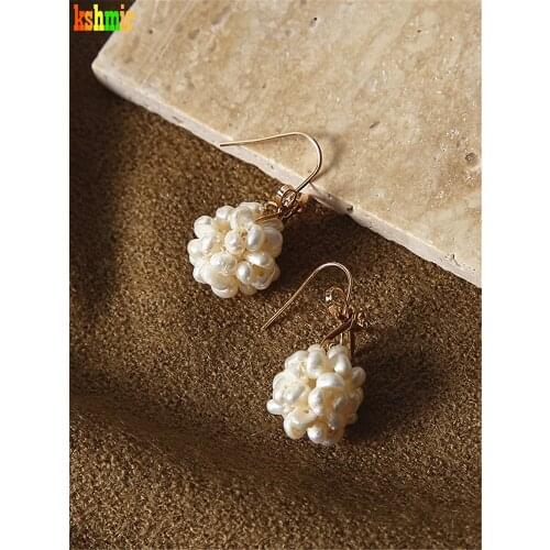 Kshmir 2021 Natural Baroque pearl ball earrings 2021 new fashion bow earrings new style earrings pendant jewelry gift