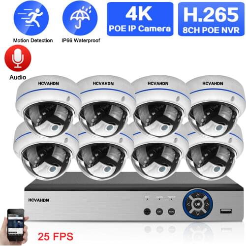 H.265 POE Dome Camera System Set 4K 16CH NVR Kit Outdoor IR Night Vision CCTV IP Security Video Surveillance Cameras System Set
