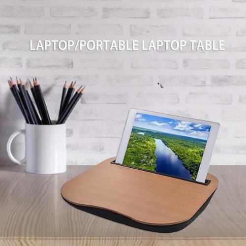 Multifunctional Lap Desk Portable Laptop Tablet Bamboo Computer Table Writing Desk With Phone Tablet Holder For IPad Study Work