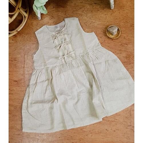 2021 Korea style girls dress fashion cotton linen summer girls dresses