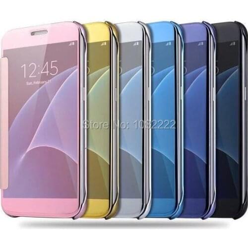 30pcs/lot Fashion Plating electroplating Plastic+PU Mirror Flip PU Case For Samsung Galaxy J7 J730 2017 EU Version