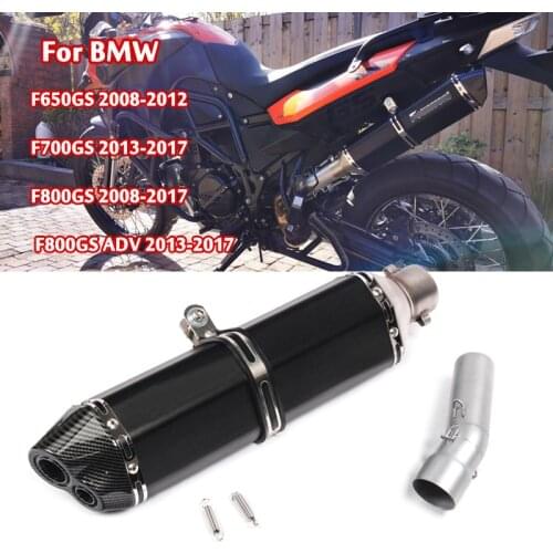 For BMW F650GS F700GS F800GS F800GS ADV 2013-2017 Exhaust Mid Pipe Connect Link Tube Slip On 470mm Muffler End Tips Motorcycle