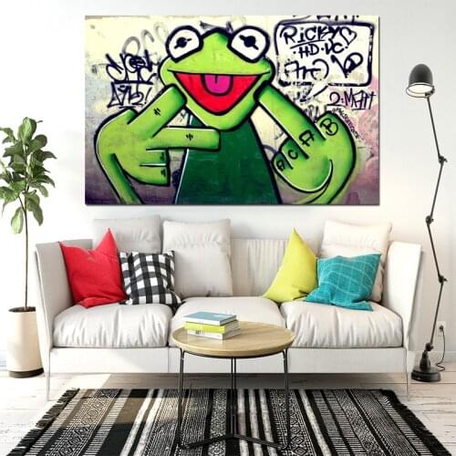 Rap Singer Frog Canvas Painting Wall Art Posters and Prints Graffiti Wall Pictures for Living Room Decor No Frame