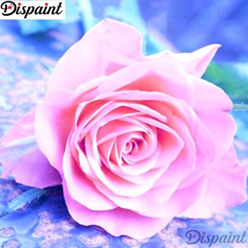 Dispaint Full Square/Round Drill 5D DIY Diamond Painting "Pink rose flower" 3D Embroidery Cross Stitch 5D Home Decor A11947