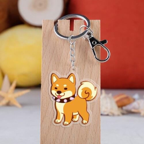 Creative Cute Japanese Shiba Inu Dog Acrylic Double-sided Transparent Keychain Pendant Keyring for Kids Friends Gifts