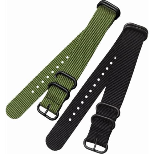 T-AMQ 18 20 22 24mm Nylon Sport Watchband Black Army Green ZULU Nato For Seiko TIMEX Canva Watch Strap Black Buckle Bracelet-02