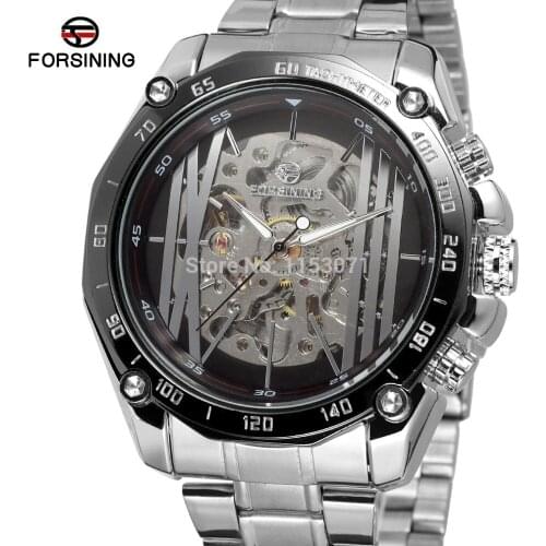 NEW!FSG8068M4T3 FASHION DESIGN FOR MEN Automatic watch silver color case black dial with silver bars and big roman number