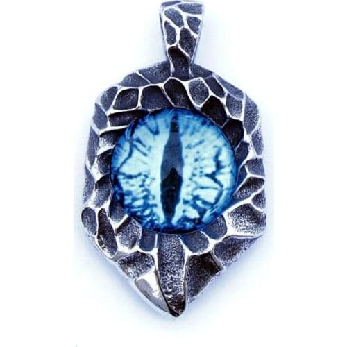 New Trendy Red Eye Stone Inlaid Pendant Necklace Mens Necklace Fashion Retro Metal Accessories Party Jewelry