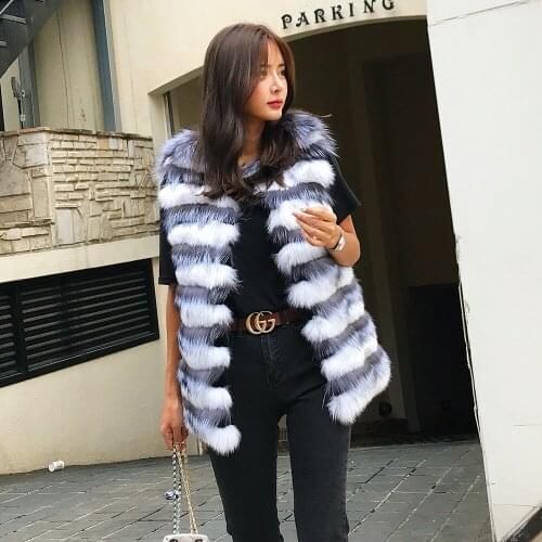 New Arrival Winter Warm Real Vest Coats Women Clothes Korean Elegant Fox Fur Coat Jacket Manteau Femme Hiver ZL601