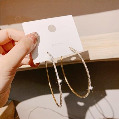 New European and American fashion classic big round earrings full Crystal super flash big earrings simple earrings