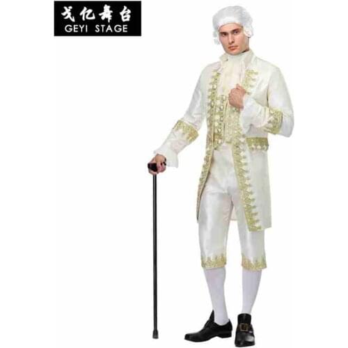 New Party role Halloween Renaissance Adult Male French King Louis XVI Gentleman Judge Cosplay Costume Clothing