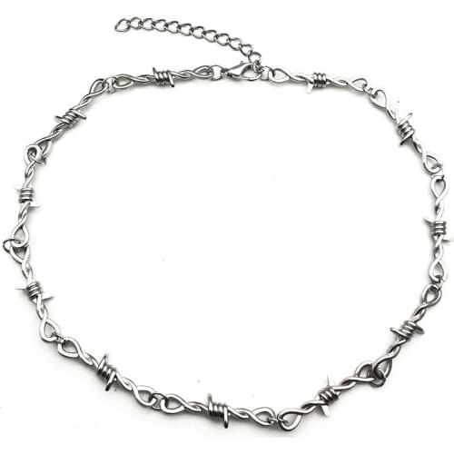 Small wire Brambles Iron Unisex Choker Necklace Women Hip-hop Gothic Punk Style Barbed Wire Little thorns Chain Choker Gifts