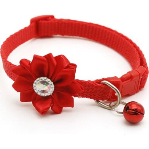 Easy Wear Buckle Necklace Pet Decoration Accessories Adjustable Pets Collar Colorful Flower Bells Dogs Cats Crystal Collars