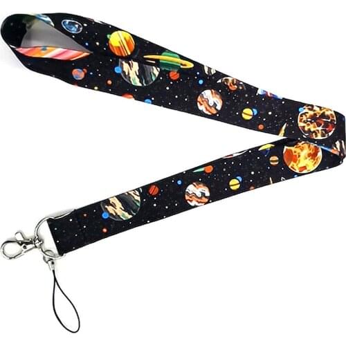 Space Planet Phone Straps Cool Lanyard For USB Gym ID Card Badge Holder Keychain Webbing Mobile Phone Hanging Rope Accessories