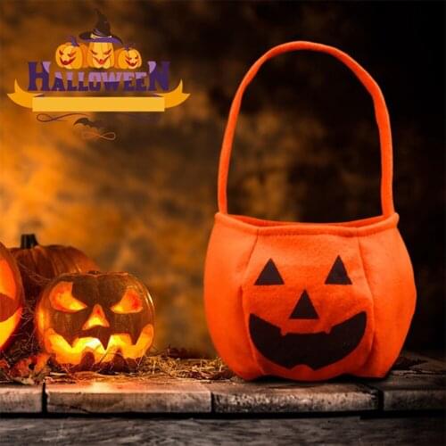Pumpkin Candy Bag Halloween Loot Party Kids Pumpkin Trick Or Treat Tote Bags Candy Bag Halloween Candy Storage Bucket Portable G