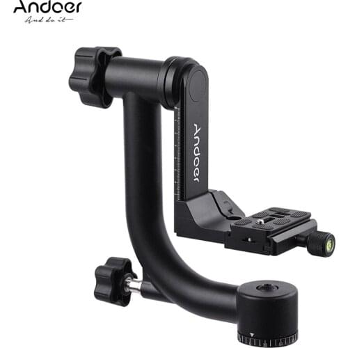 Andoer Heavy Duty Metal Panoramic Gimbal Tripod Head Stabilizer Quick Release Plate for DSLR Camera photography Bird Watching