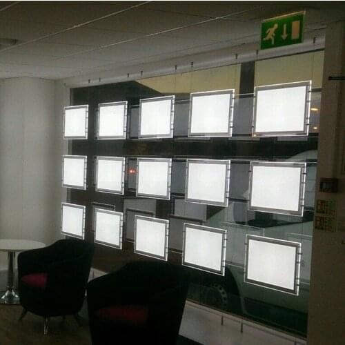 LED Window Display Light Pocket Panels A4 Single Sided Illuminated Acrylic Poster Frame Hanging Kits for Real Estate Agent