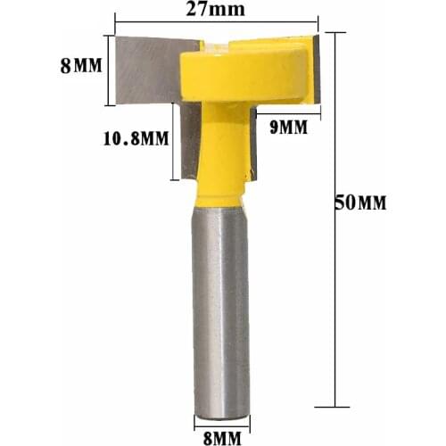 8mm Shank T-Slot Milling Straight Edge Slotting Knife Cutter Router Bits Milling Cutting Handle for Wood working MC02001