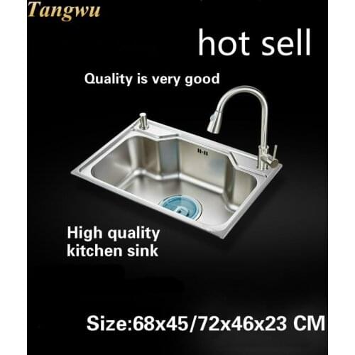 Tangwu Fashion kitchen Food-grade 304 stainless steel water trough The single slot 68x45/72x46x23 CM