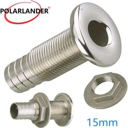 3/8" Silver Stainless Steel Drain Pipe Tube Marine Drain Joint Fitting For Boat Yacht Hose Barb 1.5cm Thru Hull Connector 316