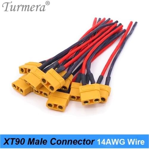 Turmera XT90 Male Connector Plug with Silicon 14AWG Wire for 18650 Battery Connector Wire about 15cm Length