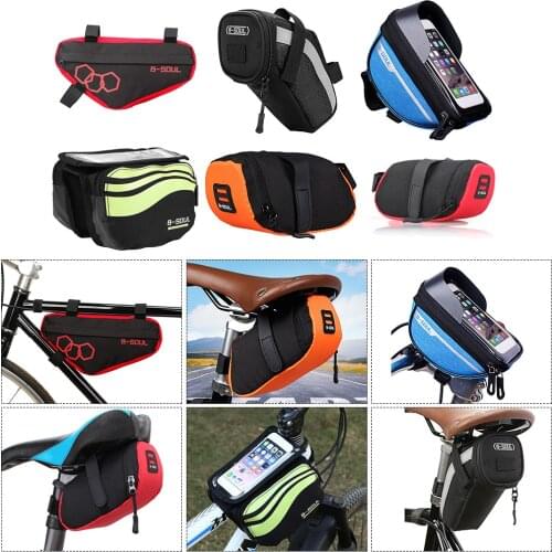 Waterproof Mountain Bike Bag Bicycle Frame Front Tube Bags Nylon Phone Pouch Seat Bike Saddle Bag Cycling Bike Accessories