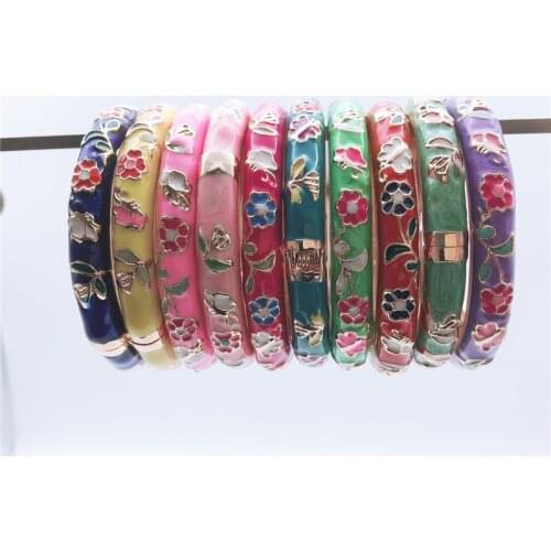 Wholesale10pcs lovely Chinese handmade cloisonne bracelets flowers child Bangle