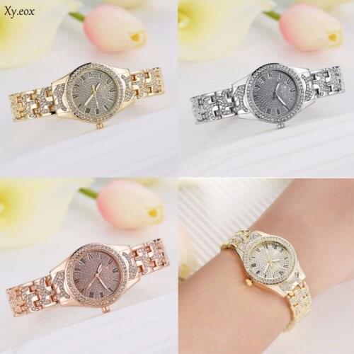 Women Ladies Stainless Steel Crystal Rhinestone Bracelet Quartz Wrist Watch