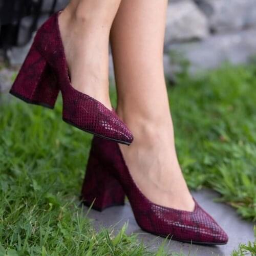 Mio Gusto Brand Anna Wine Red, Gray, tan Colors 7Cm Heel-Height High Quality Women 's Pumps Shoes