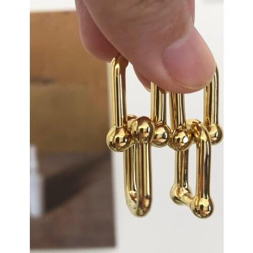 High Quality Fashion U Shape Titanium Steel Chain Earrings Studs For Women Brand Jewelry