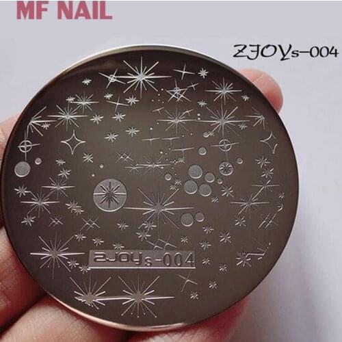 Zjoys-004 Nail Stamping Plate 2021 NEW Star/fireworks 5.6 Round Nail Stamping Plate Nail Art Stamp Nail Art Image Stamp Template