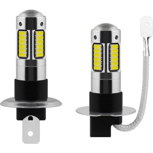 1Pcs H3 H1 LED Fog Light 880 881 White 4014 Chips 30 SMD High Power LED Fog Light Headlight Lamps Bulb Lens DC 12V
