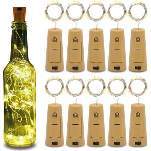 10Pcs/Lot 2M 20LED Fairy Lights Wine Bottle String Lights Wedding Decoration Copper Wire For Garden Party Holiday Home Decor