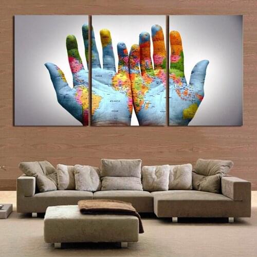 3 pcs,DIY 5D Full Diamonds Embroidery world map & hand, Round Diamond Painting Cross Stitch Kits Diamond Mosaic Home Decoration