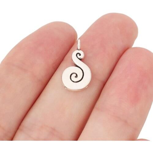30pcs/lot Tibetan Silver Spiral Swirl Charms 2 Sided Pendants Beads for Bracelet Jewelry Making Findings Accessories 18x10mm