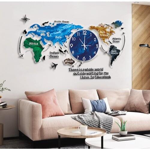 3D Wall Clock Modern Design Home Decor Creative World Map Wall Clocks Living Room Decoration Modern Decor Wall Digital Clock