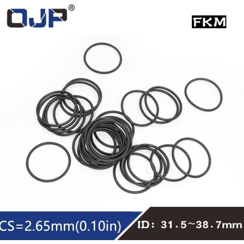 5PCS/lot Fluorine rubber Ring Black FKM Seal CS:2.65mm ID31.5/32.5/33.5/35.5/36.5/37.5/38.7mm Rubber O-Ring Seal Oil Ring Gasket