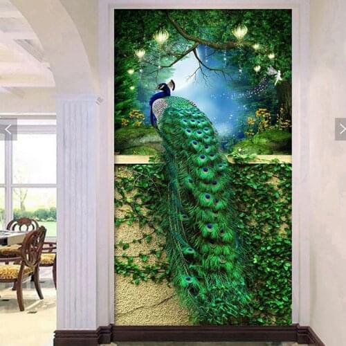 Large Full Square Drill 5D DIY Diamond Painting "Green Peacock" Embroidery Cross Stitch Mosaic Home Decor Gift Y2843